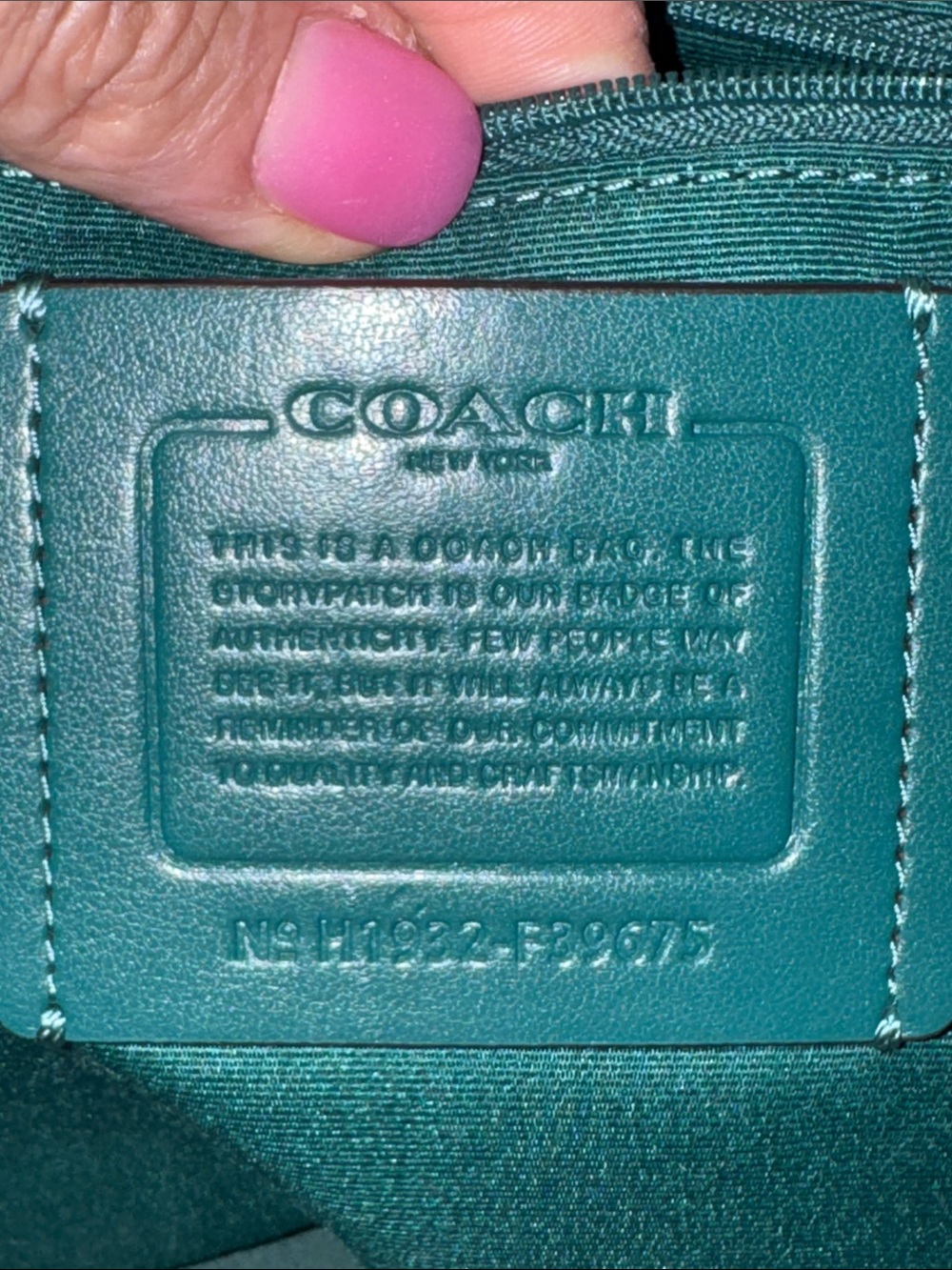 Coach Metallic Teal Women's Tote Bag and GunmetalTag, Suede Interior - NWOT - Picture 7 of 7